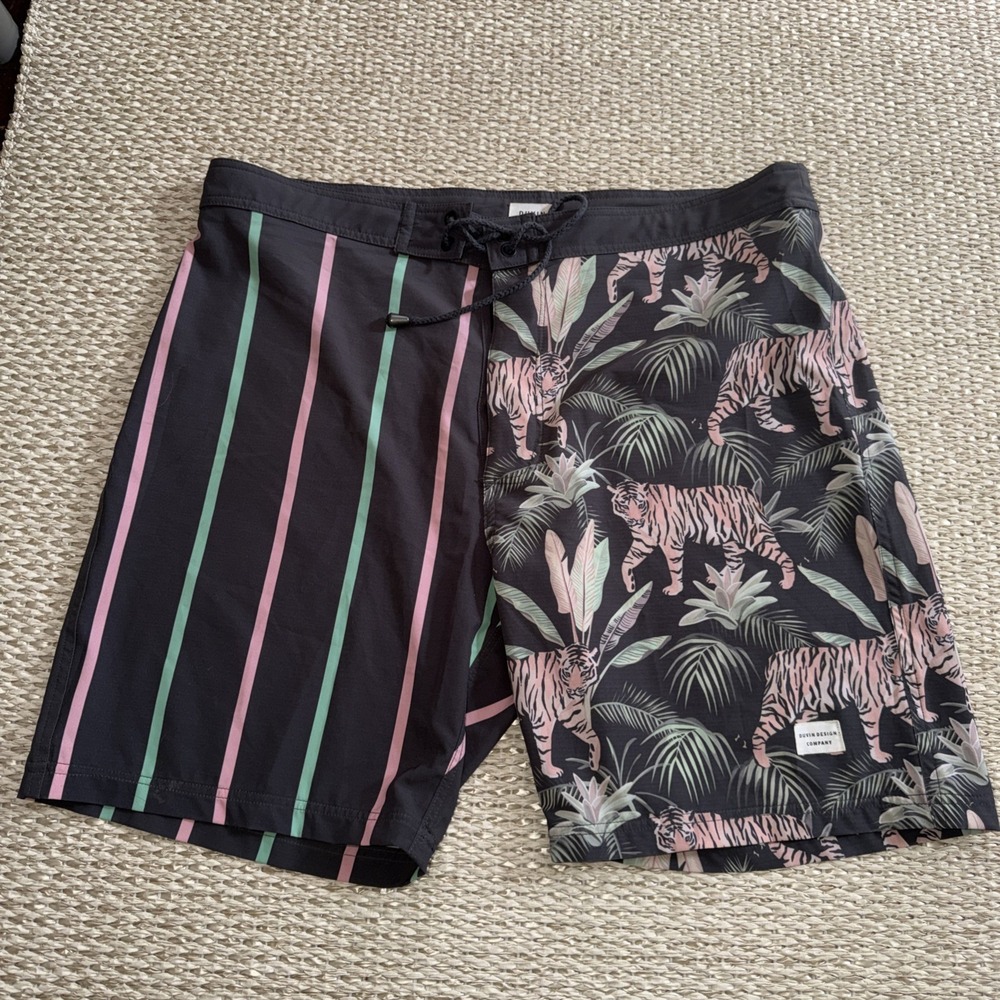 Men's Duvin‎ Swim Trunks Board Shorts. XL, Tiger Print Swimwear